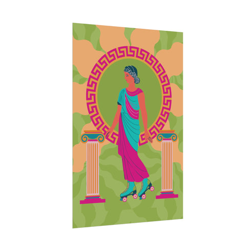 Roller Skating Grecian Goddess Art Print